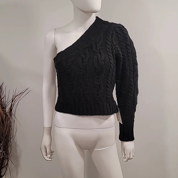 For Love & Lemons Wandering Single Shoulder Cropped Sweater - Picture 2 of 12
